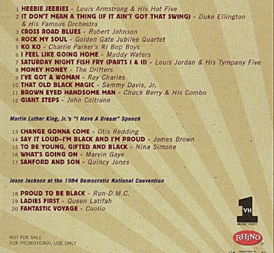 contents list for black music cd